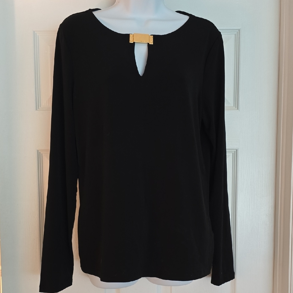 Michael Kors Black Blouse with Gold Detail